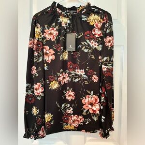 Jules And Leopold Black Floral Womens Blouse Size large